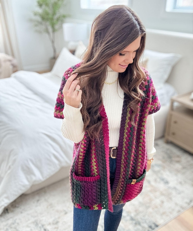 CROCHET PATTERN & VIDEO/ Granny Pop Ruana, Crochet Ruana Pattern, Womens Sweater, Easy Crochet Pattern, pdf, Sizes Xs-5X, Granny Stitch
