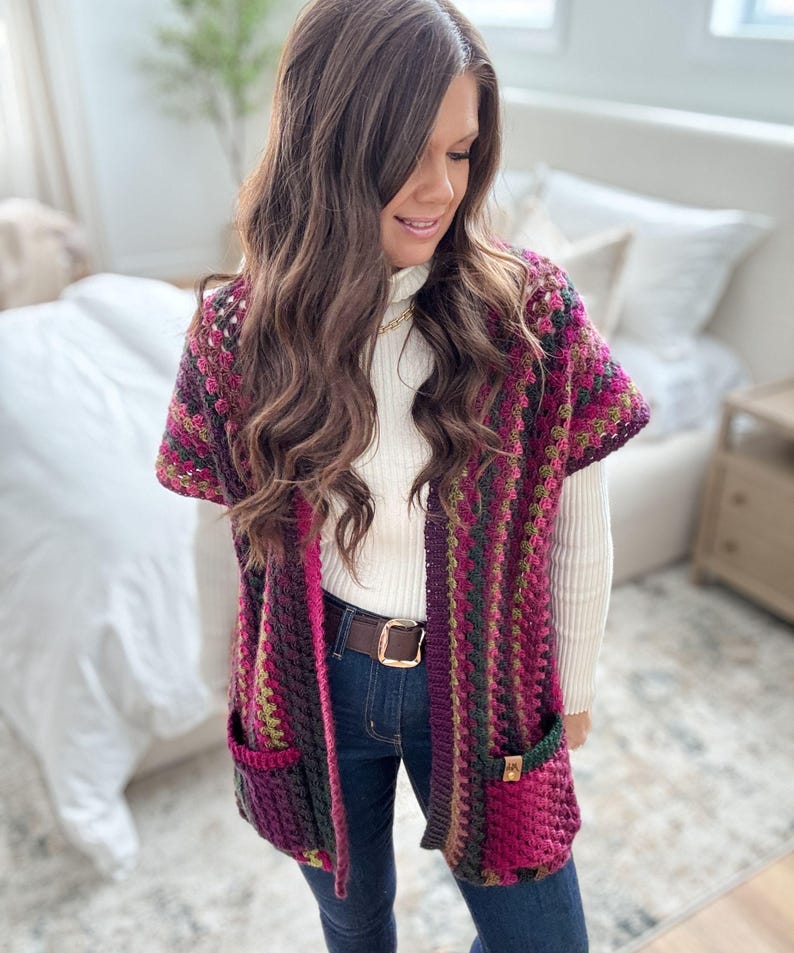 CROCHET PATTERN & VIDEO/ Granny Pop Ruana, Crochet Ruana Pattern, Womens Sweater, Easy Crochet Pattern, pdf, Sizes Xs-5X, Granny Stitch