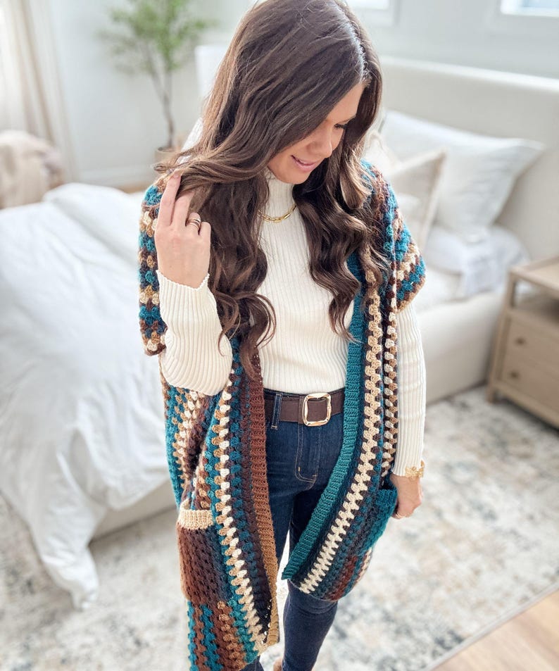 CROCHET PATTERN & VIDEO/ Granny Pop Ruana, Crochet Ruana Pattern, Womens Sweater, Easy Crochet Pattern, pdf, Sizes Xs-5X, Granny Stitch