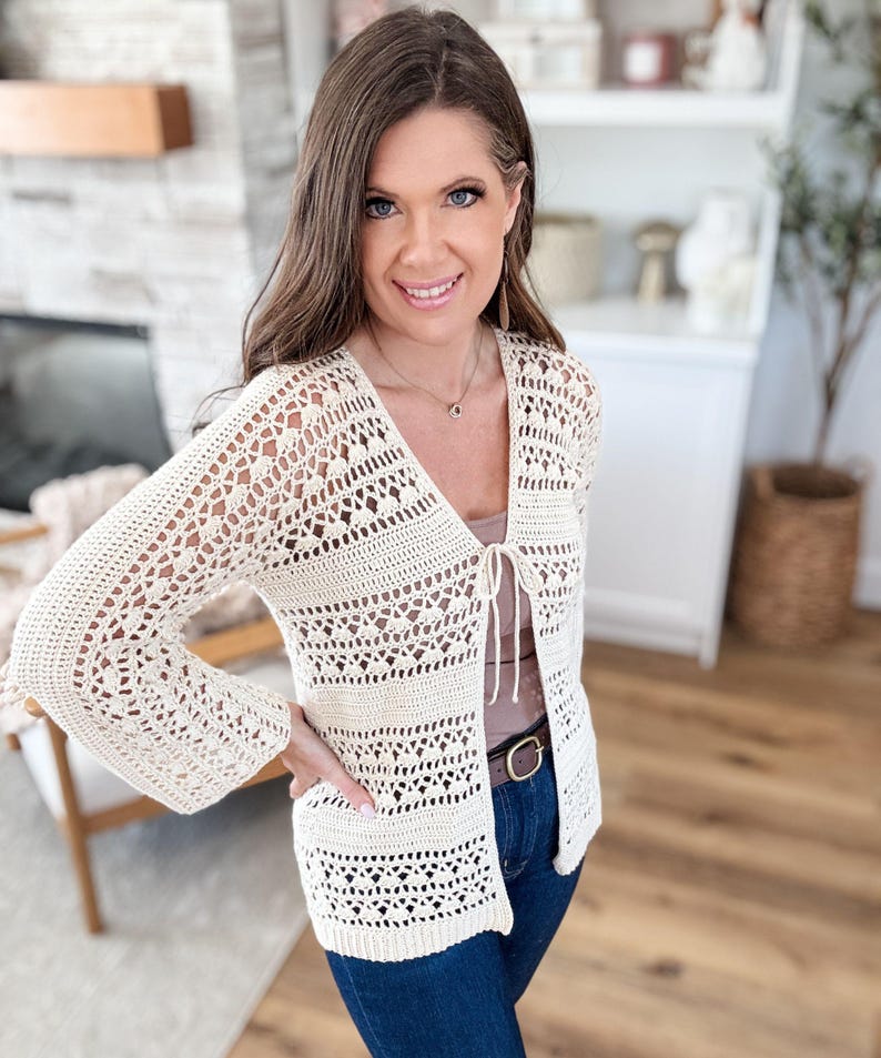 CROCHET PATTERN & VIDEO/ Caribbean Breeze Cardigan Pattern, Lace Cardigan,Sizes Xs-5X, Women's Sweater, Gifting, 2 lengths, Summer Cardi