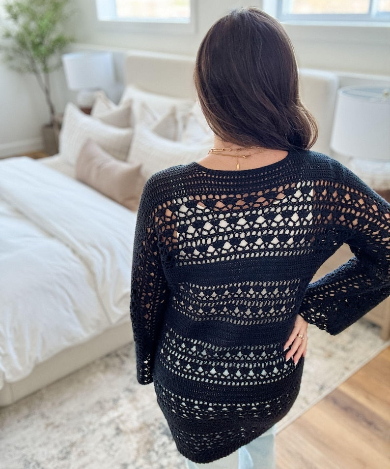 CROCHET PATTERN & VIDEO/ Caribbean Breeze Cardigan Pattern, Lace Cardigan,Sizes Xs-5X, Women's Sweater, Gifting, 2 lengths, Summer Cardi
