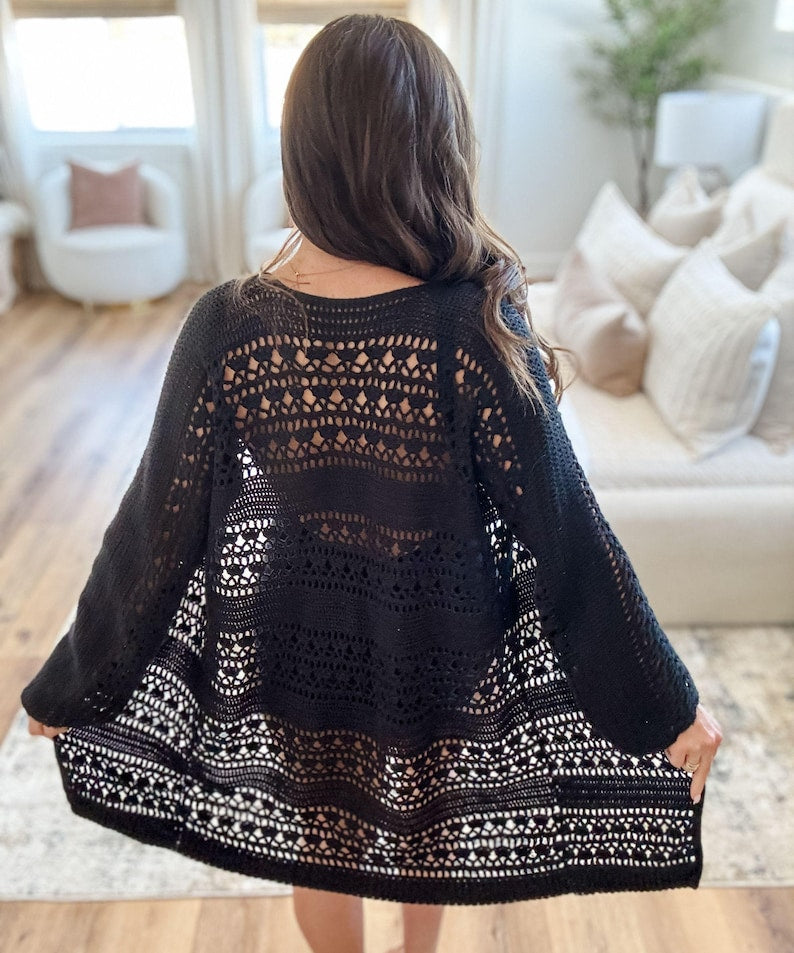 CROCHET PATTERN & VIDEO/ Caribbean Breeze Cardigan Pattern, Lace Cardigan,Sizes Xs-5X, Women's Sweater, Gifting, 2 lengths, Summer Cardi